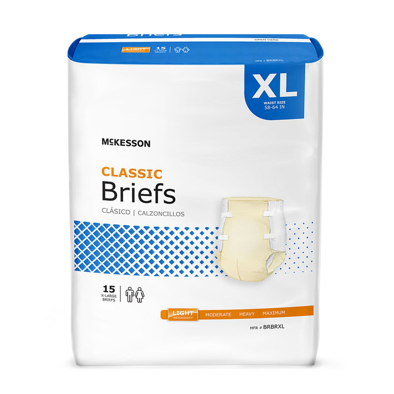 McKesson Classic Light Absorbency Incontinence Brief, Extra Large