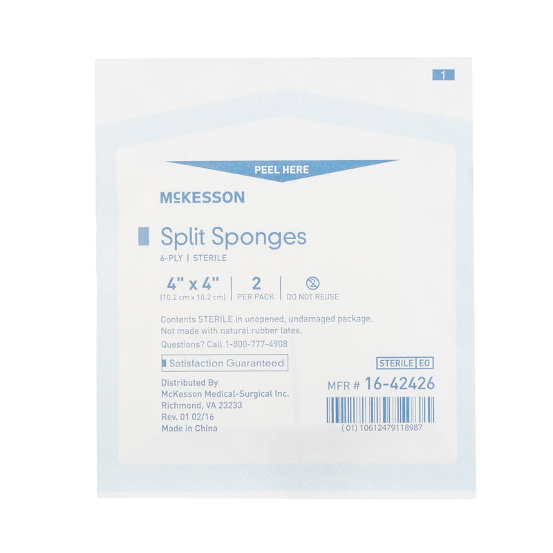 McKesson IV/Drain Split Dressing, 4 x 4 Inch