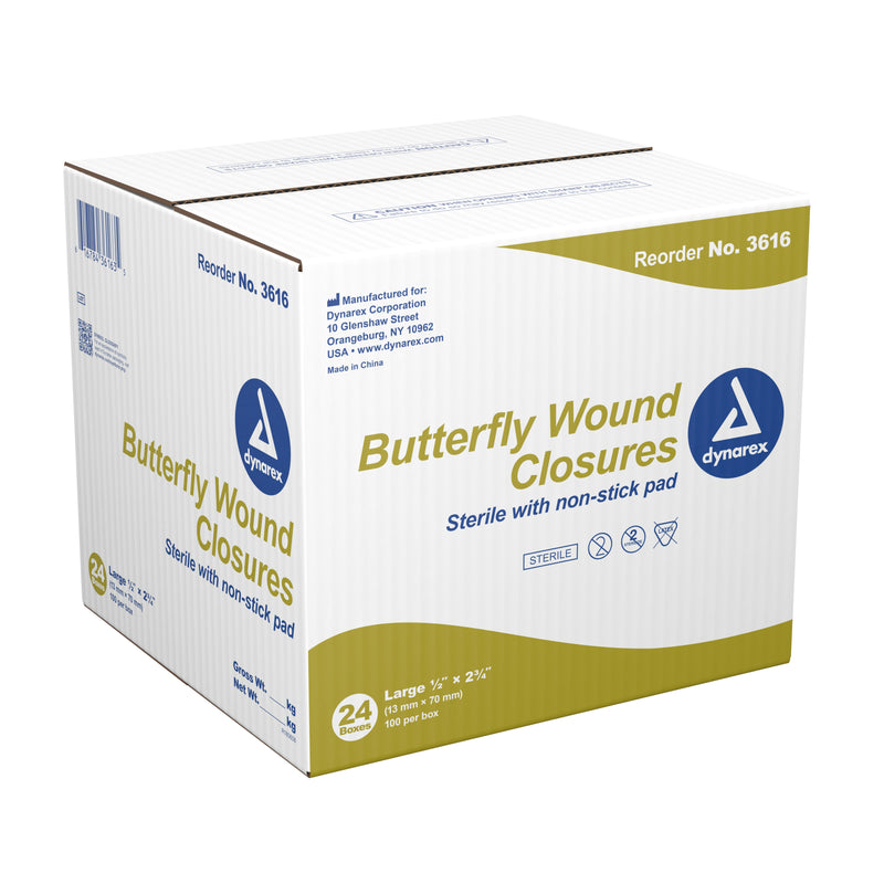 dynarex® Butterfly Wound Closure Strip, ½ by 2¾ Inches