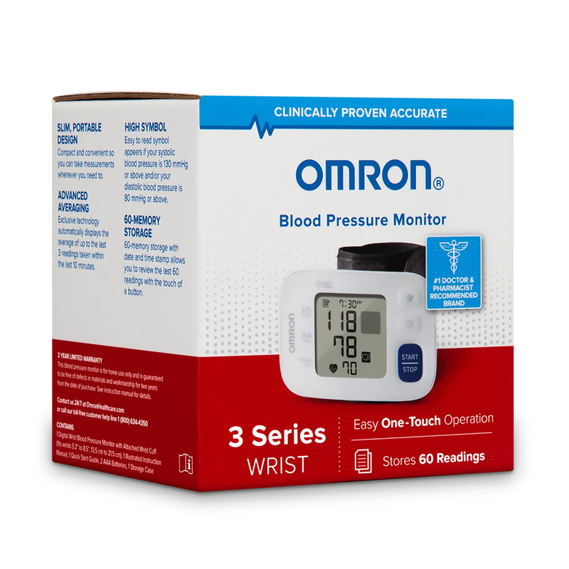 Omron 3 Series Digital Blood Pressure Wrist Unit, Automatic Inflation, Adult, Large Cuff