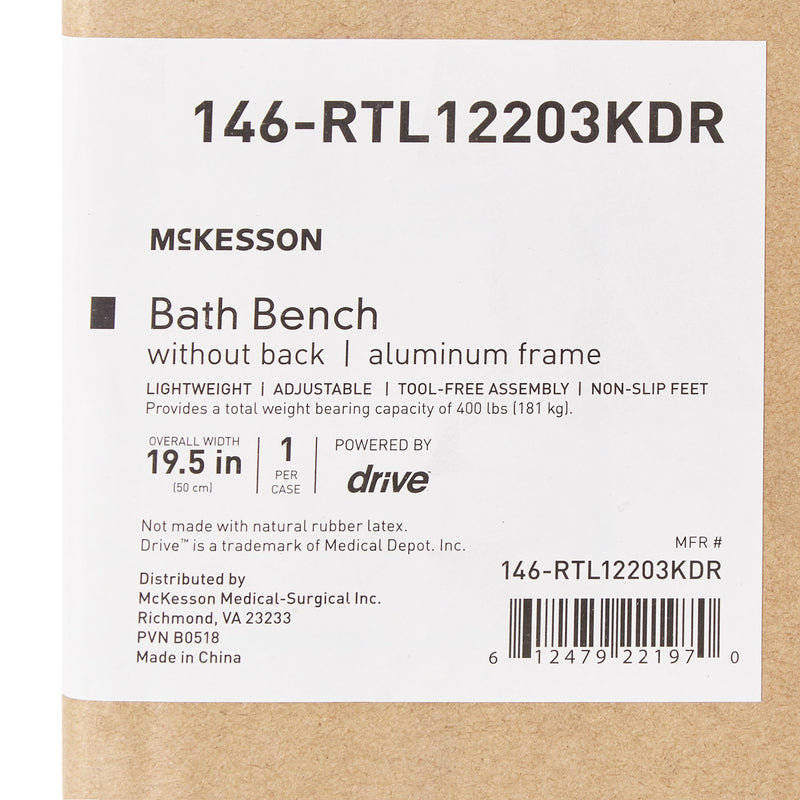 McKesson Aluminum Bath Bench Without Backrest, 15½ – 19½ Inch, Gray