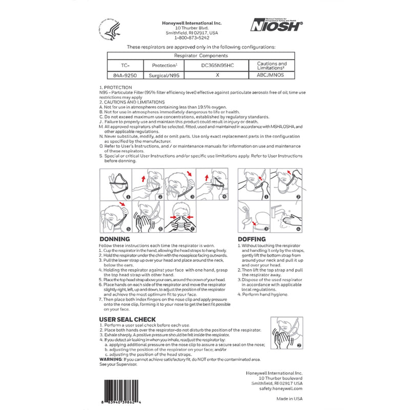 Honeywell DC365 Surgical N95 Respirator