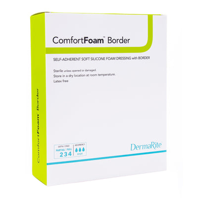 ComfortFoam™ Border Silicone Adhesive with Border Silicone Foam Dressing, 4 x 12 Inch