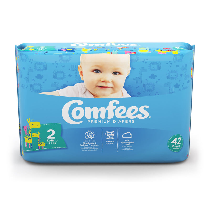 Attends Comfees Premium Baby Diapers, Unisex, Tab Closure, Size 2