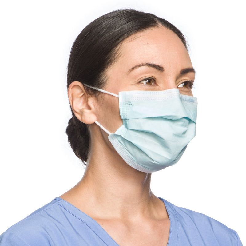 Halyard Procedure Mask, Pleated, One Size Fits Most, Tissue Blue, Non-sterile