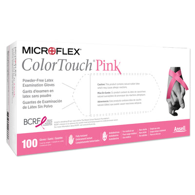 ColorTouch® Pink Latex Exam Glove, Small, Pink