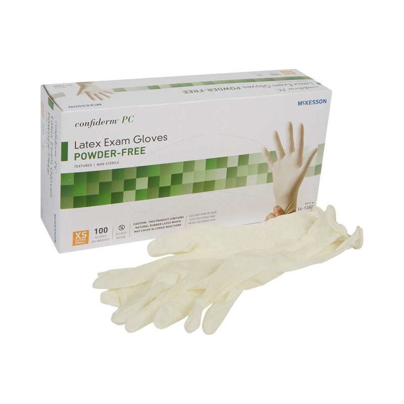 McKesson Extra Small Non-Sterile, Latex, Standard Cuff Length, Not Chemo Approved Exam Gloves, Ivory