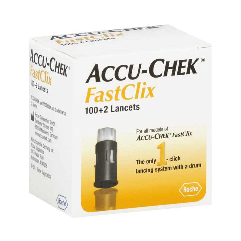 Accu-Chek FastClix Lancet, 11 Depth Settings, 30 Gauge, Preloaded Safety Drum, Track System