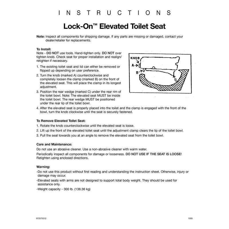 Lock-On Elevated Toilet Seat with Arms