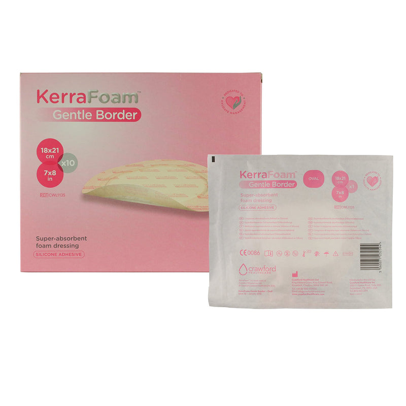 KerraFoam™ Gentle Border Silicone Foam Dressing, 7 x 8 Inch