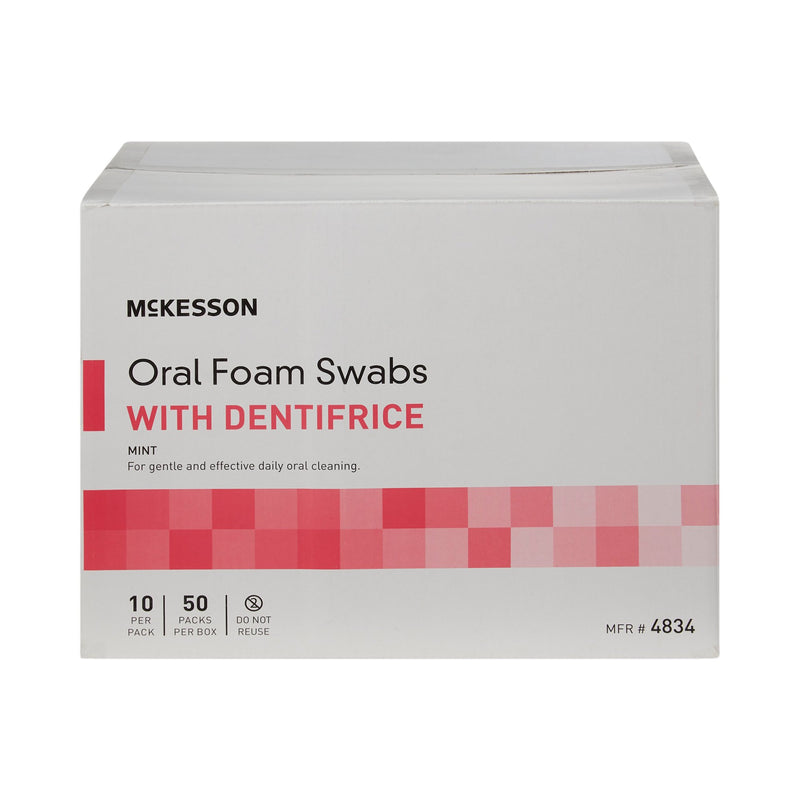 McKesson Oral Swabstick Foam Tip Dentifrice, Mint, 10 per Pack