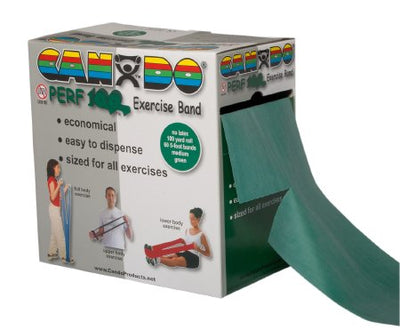 CanDo® Perf 100™ Exercise Resistance Band, Green, 5 Inch x 100 Yard, Medium Resistance