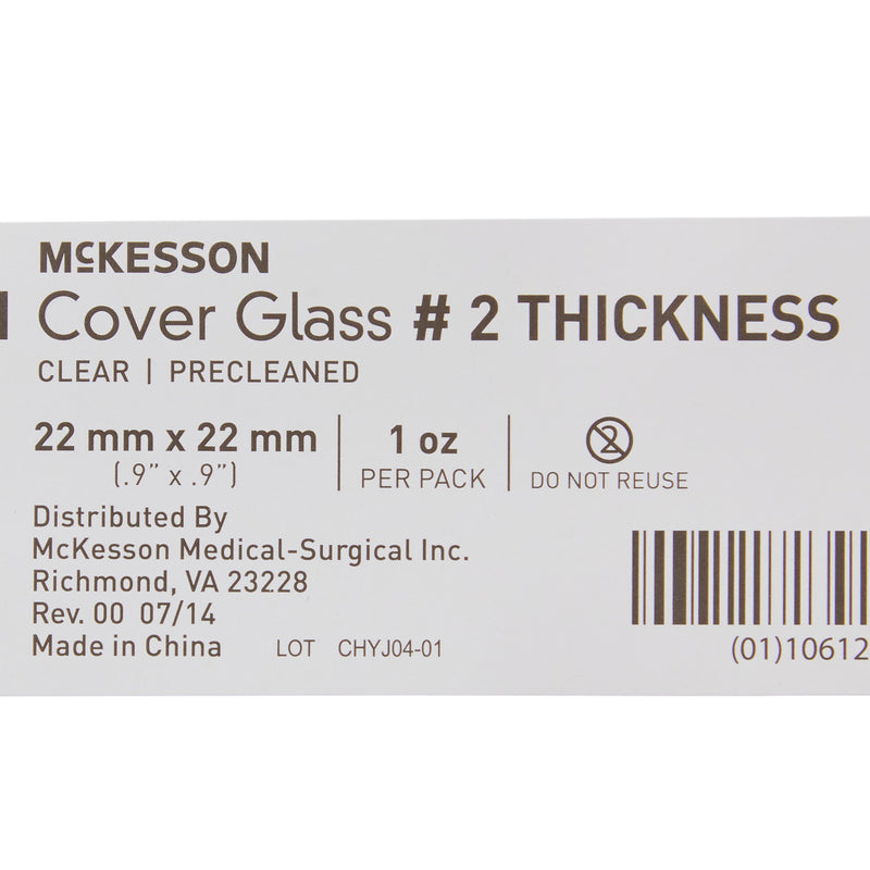 McKesson No. 2 Thickness Cover Glass, 22 x 22 mm