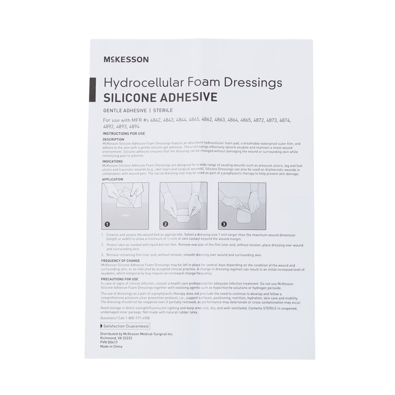 McKesson Silicone Adhesive with Border Silicone Foam Dressing, 4 x 4 Inch