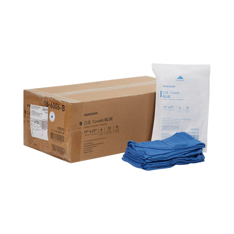 McKesson Blue Sterile O.R. Towel, 17 x 27 Inch