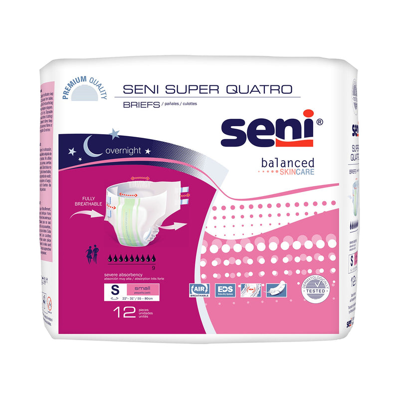 Seni® Super Quatro Severe Absorbency Incontinence Brief, Small