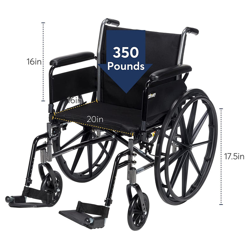 drive™ Cruiser III Manual Wheelchair, 20 Inch Seat Width