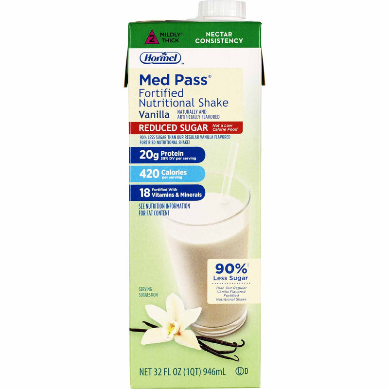 Med Pass® Reduced Sugar Vanilla Oral Supplement, 32 oz. Carton