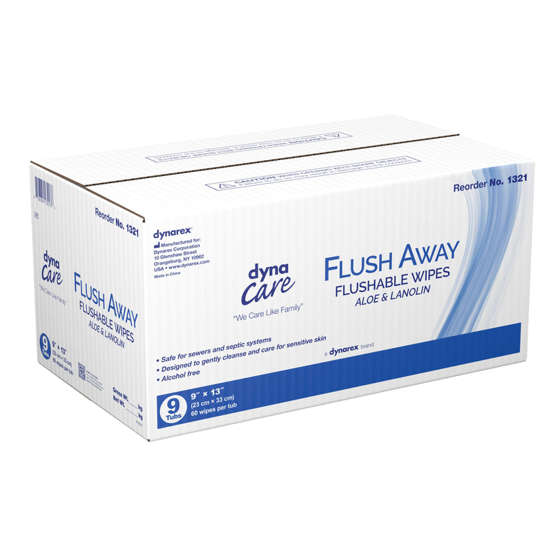 Dynarex Flush Away Personal Wipes, Adult, Tub, Aloe/Lanolin Scented