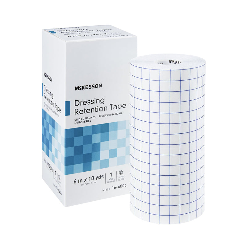 McKesson Nonwoven Fabric / Printed Release Paper Dressing Retention Tape, 6 Inch x 10 Yard, White