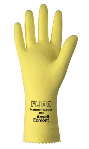 Latex Chemical Resistant Gloves, Size 9, Natural Rubber Latex