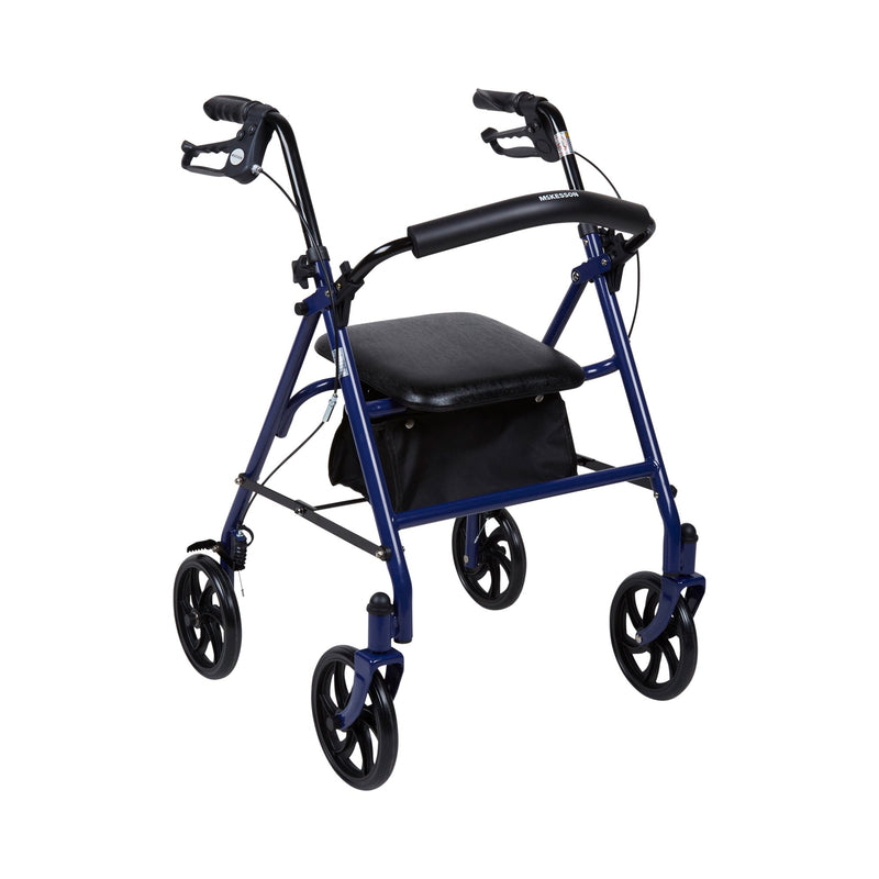 McKesson Folding Steel 4-Wheel Rollator, Blue