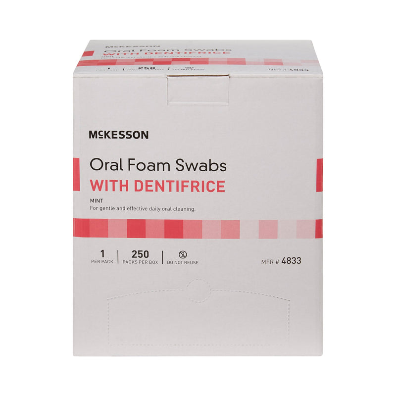 McKesson Oral Swabstick Foam Tip Dentifrice, 5 Inch, Mint, Pink