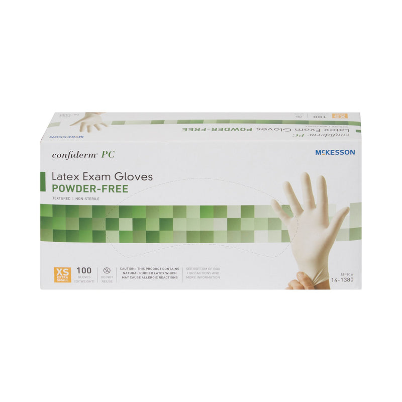 McKesson Extra Small Non-Sterile, Latex, Standard Cuff Length, Not Chemo Approved Exam Gloves, Ivory