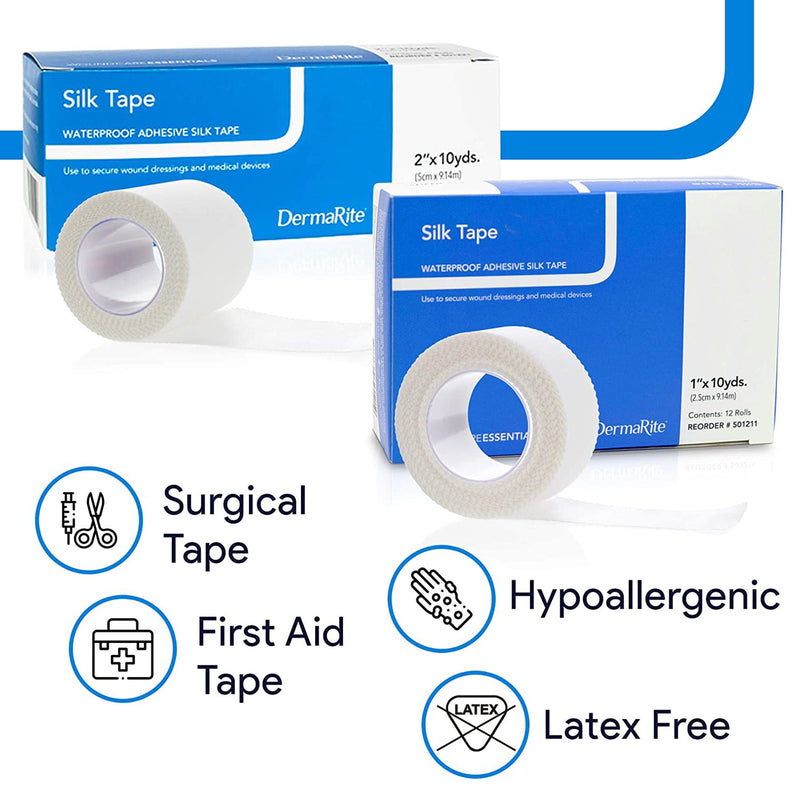 Silk Tape Silk-Like Cloth Medical Tape, 2 Inch x 10 Yard, White