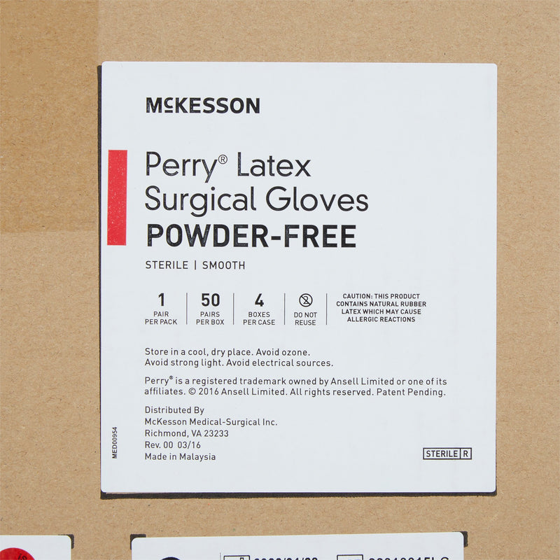 McKesson Perry® Performance Plus Latex Standard Cuff Length Surgical Glove, Size 6, Cream