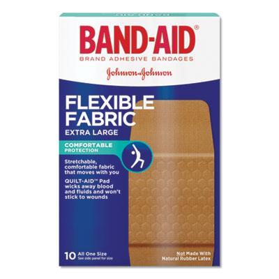 BAND-AID Flexible Fabric Extra Large Adhesive Bandages, 1.25" x 4", 10/Box (5685)