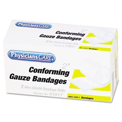 PhysiciansCare First Aid Conforming Gauze Bandage, 2" wide, 2 Rolls/Box (51017)