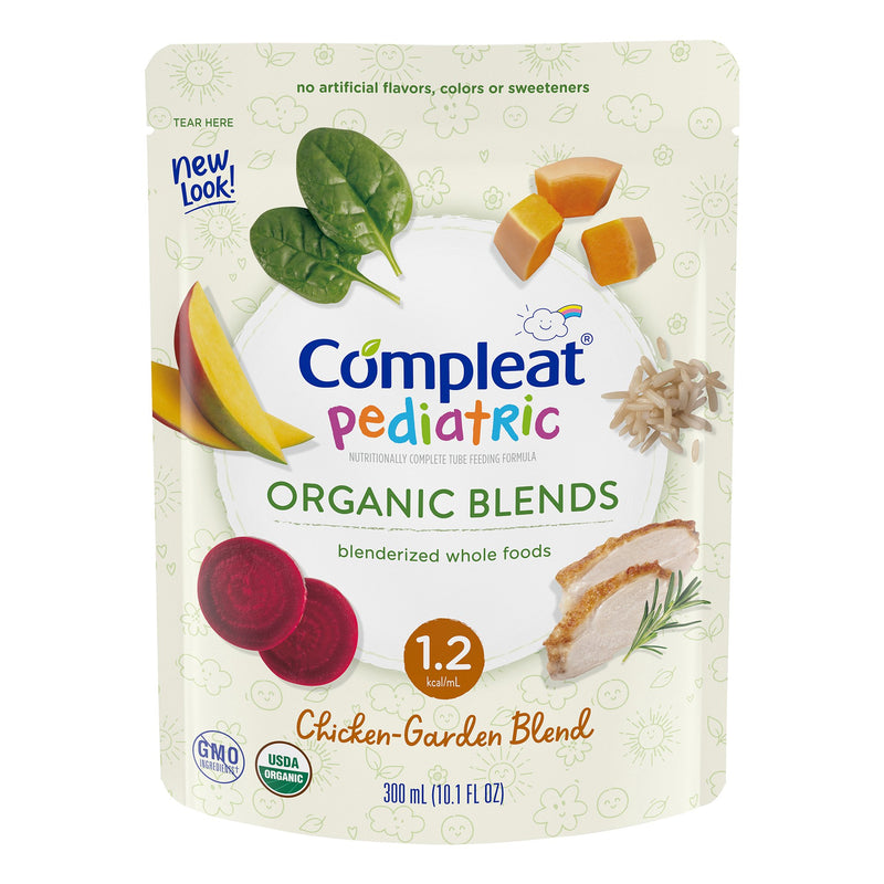 Compleat® Pediatric Organic Blends, Tube-Feeding Formula/Oral Supplement, Chicken-Garden Flavor, Organic, Non-GMO, 10.1 oz.