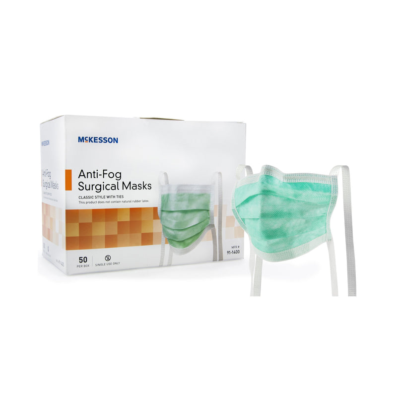 McKesson Classic Style Anti-Fog Surgical Mask, Green
