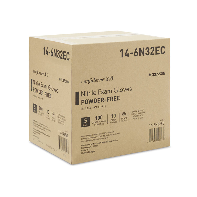 McKesson Confiderm® 3.0 Nitrile Exam Glove, Small, Blue