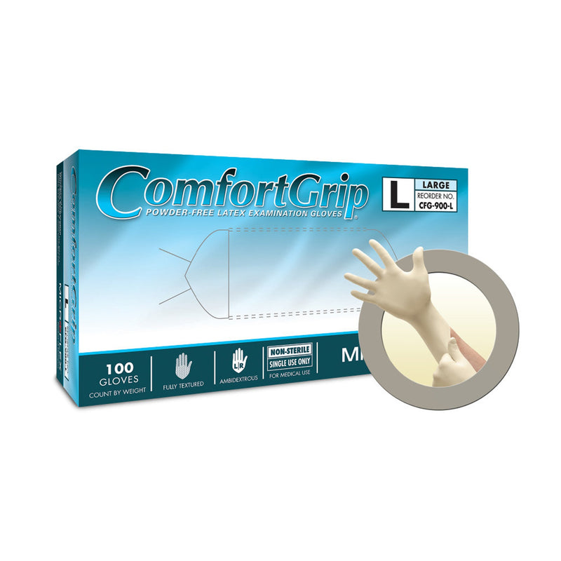 Microflex® ComfortGrip™ Latex Gloves, Large, Natural