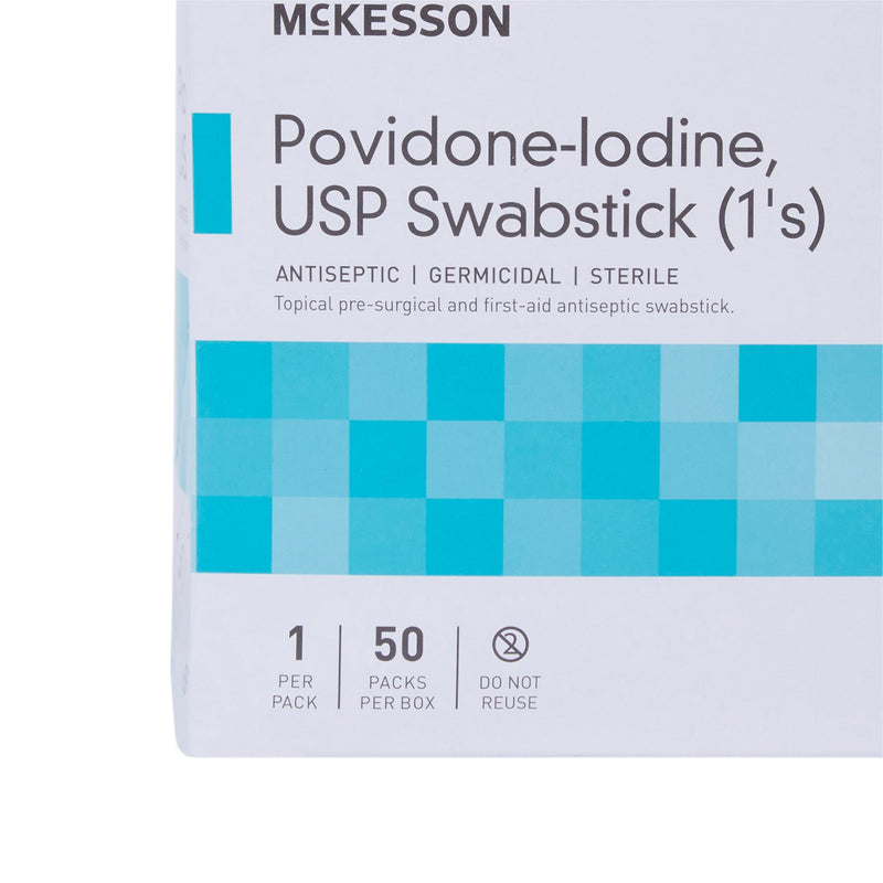McKesson Impregnated Swabstick, 10% Strength, Povidone Iodine, Individual Packet
