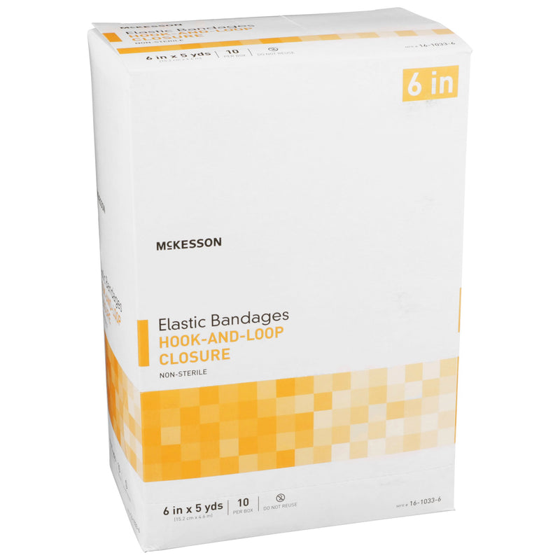McKesson Hook and Loop Closure Elastic Bandage, 6 Inch x 5 Yard