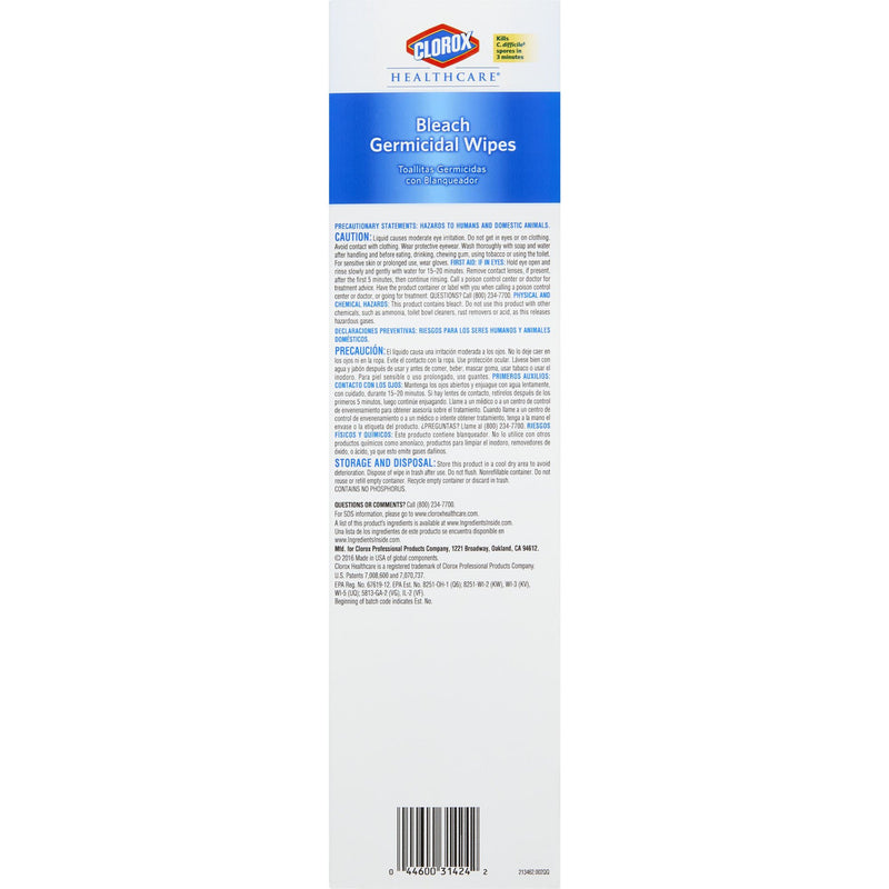 Clorox® Healthcare® Bleach Germicidal Wipes, Individual Packets