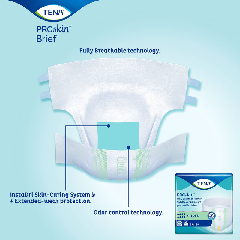 TENA Super Adult Heavy-Absorbent Incontinence Brief, Medium