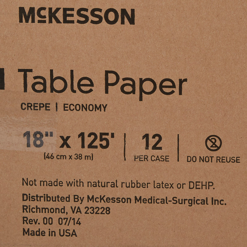 McKesson Crepe Table Paper, 18 Inch x 125 Foot, White