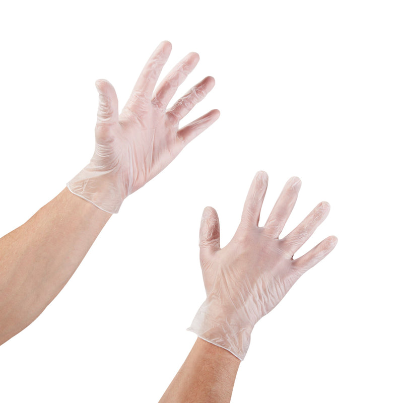 McKesson Non-Sterile, Powder-Free Vinyl Exam Gloves, Standard Cuff Length, Smooth Clear, Large