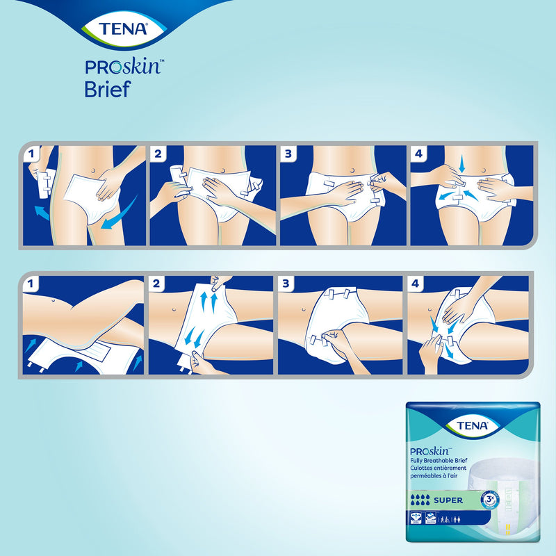 TENA Super Adult Heavy-Absorbent Incontinence Brief, X-large, 60" to 64" Waist / Hip