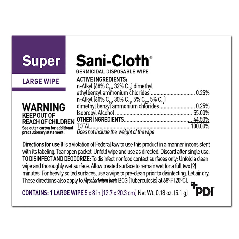 Super Sani-Cloth® Surface Disinfectant Wipe, Individual Wipe