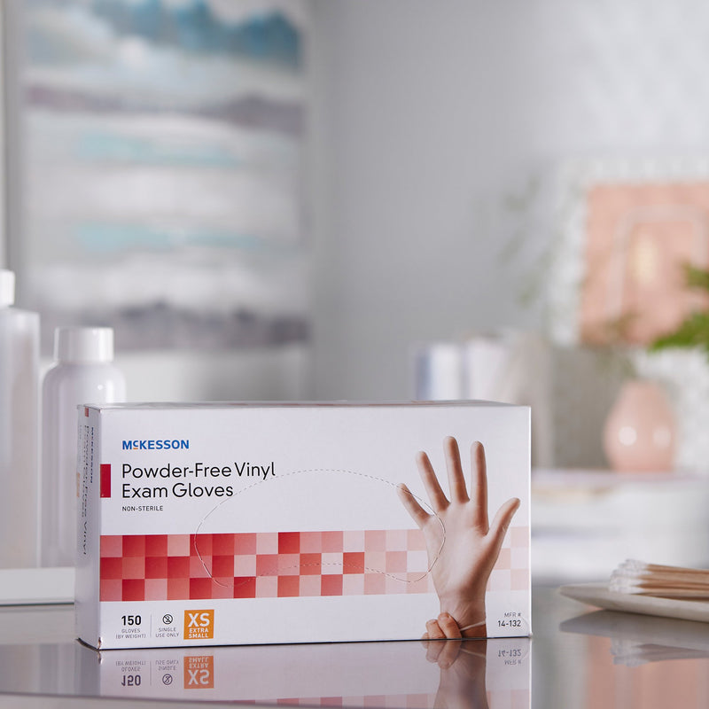 McKesson Vinyl Exam Glove, Extra Small, Clear