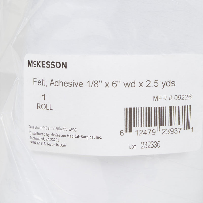 McKesson White Wool / Rayon Adhesive Orthopedic Felt Roll, 6 Inch x 2-1/2 Yard