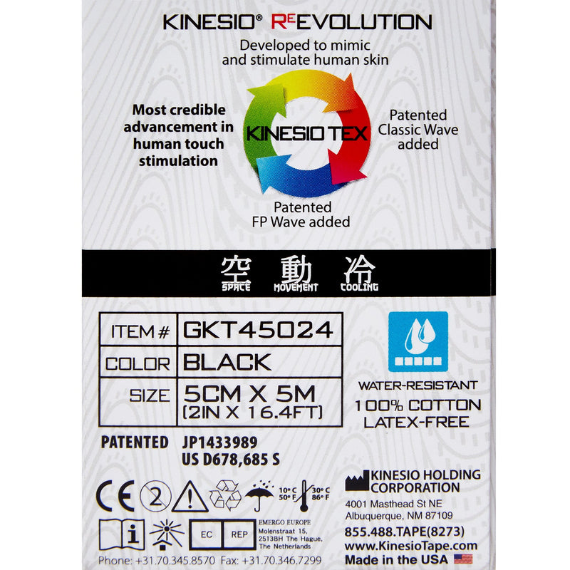 Kinesio® Tex Gold™ Cotton Kinesiology Tape, 2 Inch x 5-1/2 Yard, Black