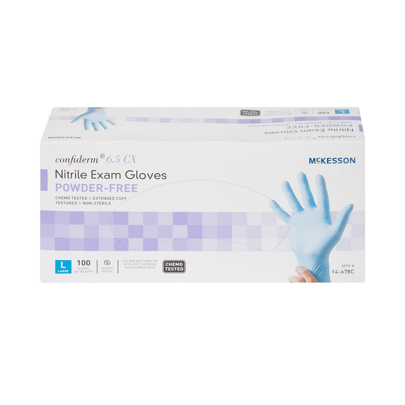 McKesson Confiderm® 6.5CX Extended Cuff Nitrile Extended Cuff Length Exam Glove, Large, Blue