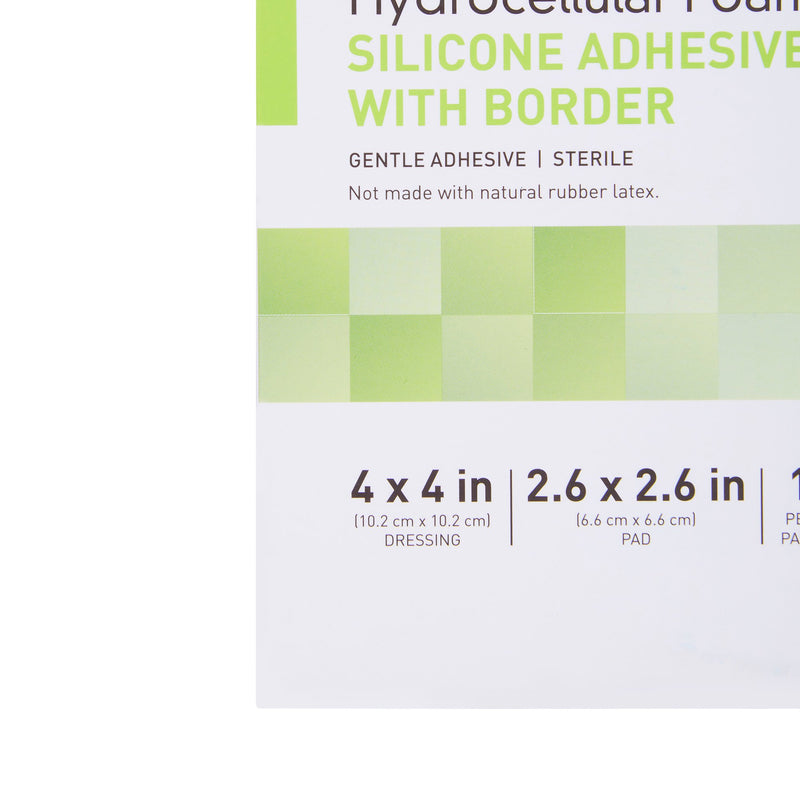 McKesson Silicone Adhesive with Border Silicone Foam Dressing, 4 x 4 Inch