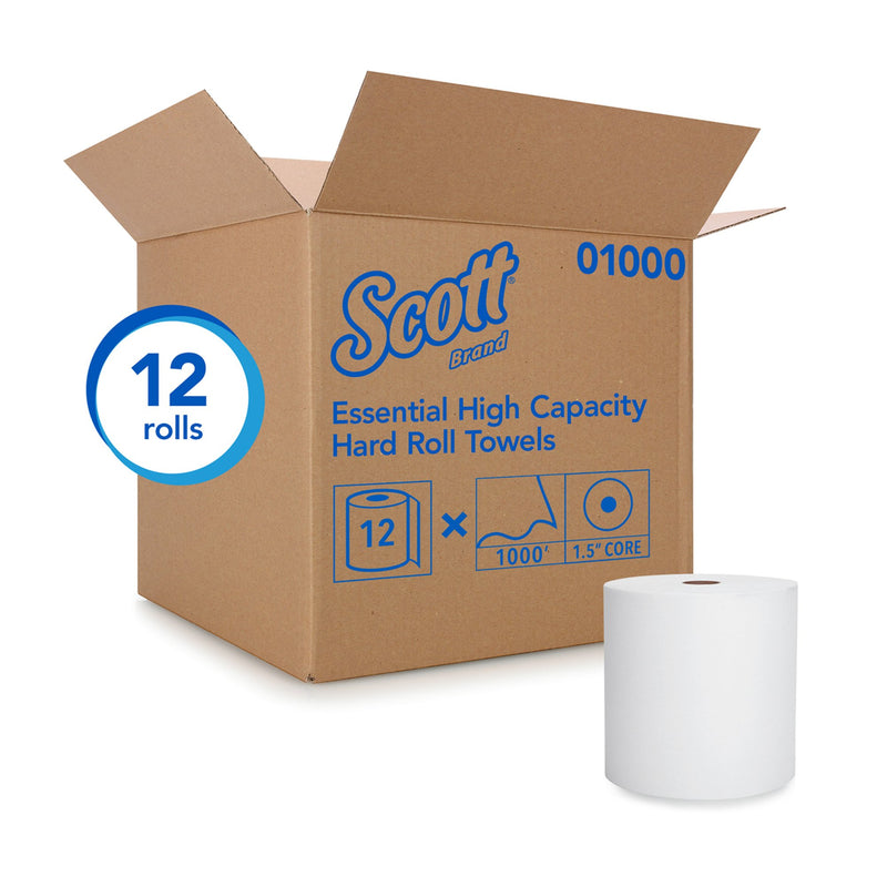 Scott Paper Towels, Hardwound, Continuous Roll, 8", White